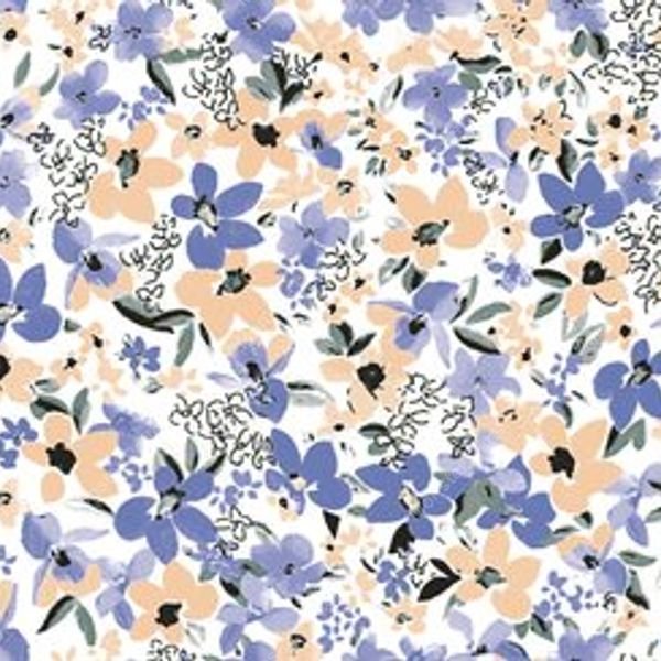 Blue Floral Stripe Pattern — original textile pattern for floral licensing