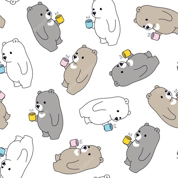 Cute Bears with Cups — original textile pattern for nursery licensing