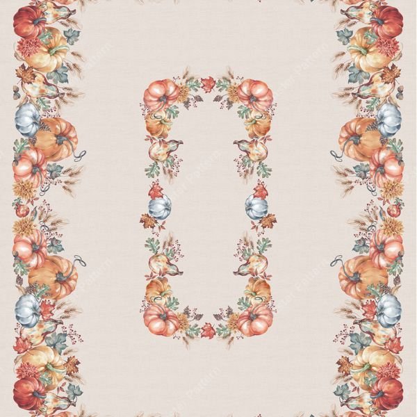 Autumnal Pumpkin Border Pattern — original textile pattern for floral licensing