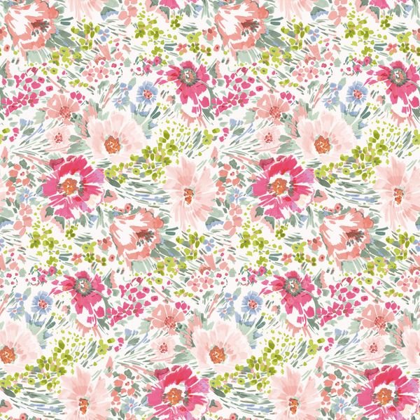 Watercolor Floral Repeat — original textile pattern for floral licensing