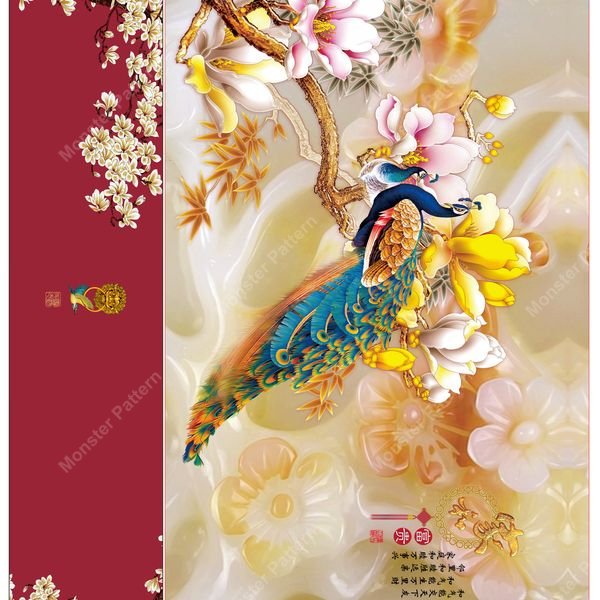 Peacock and Floral Motif — original textile pattern for floral licensing