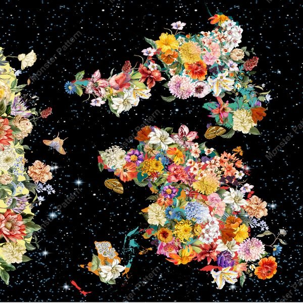 Floral Constellation Pattern — original textile pattern for nursery licensing