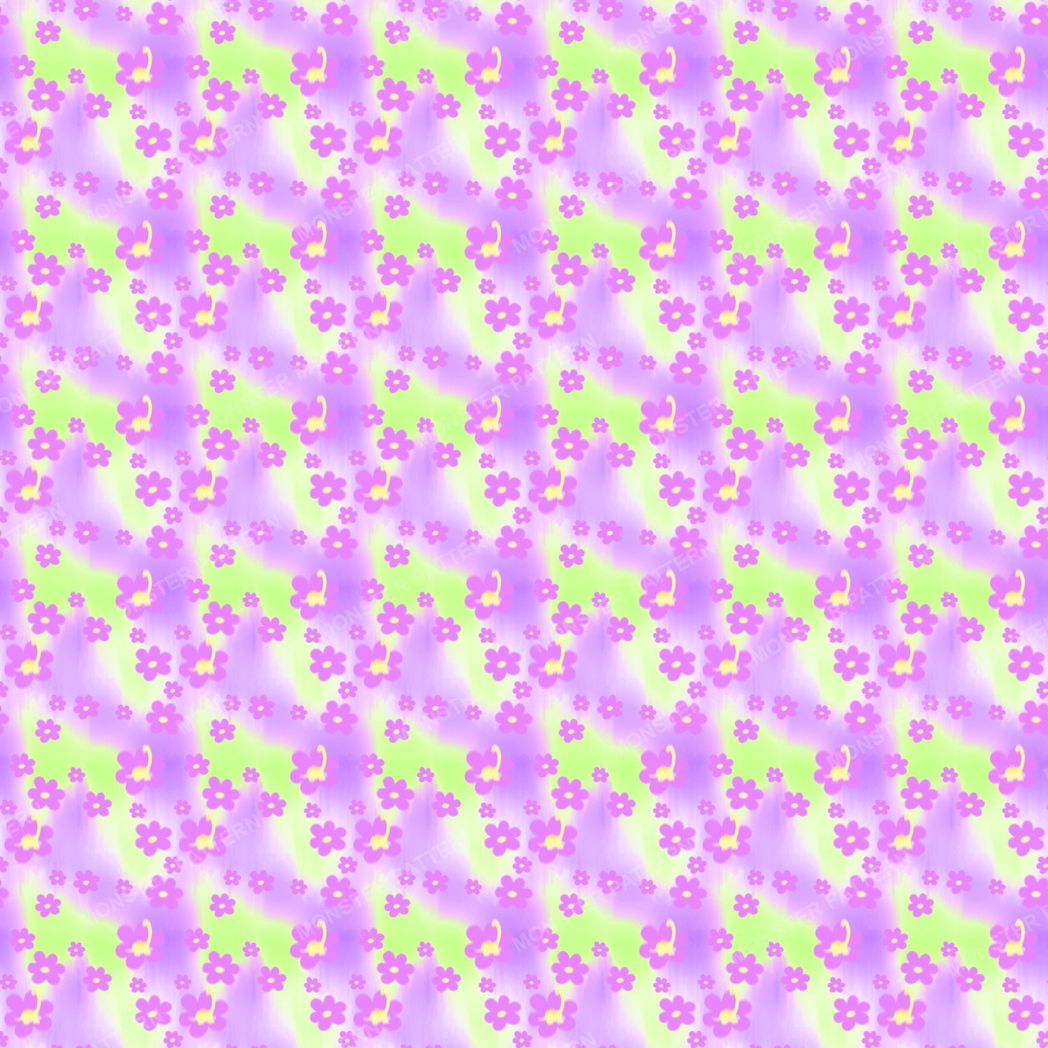 Purple Floral Repeat Pattern — original textile pattern for nursery licensing