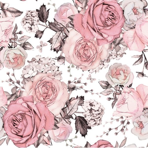 Pink Rose Floral Pattern — original textile pattern for floral licensing