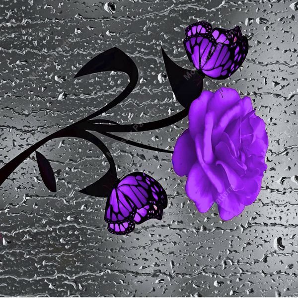 Purple Rose and Butterflies — original textile pattern for nursery licensing