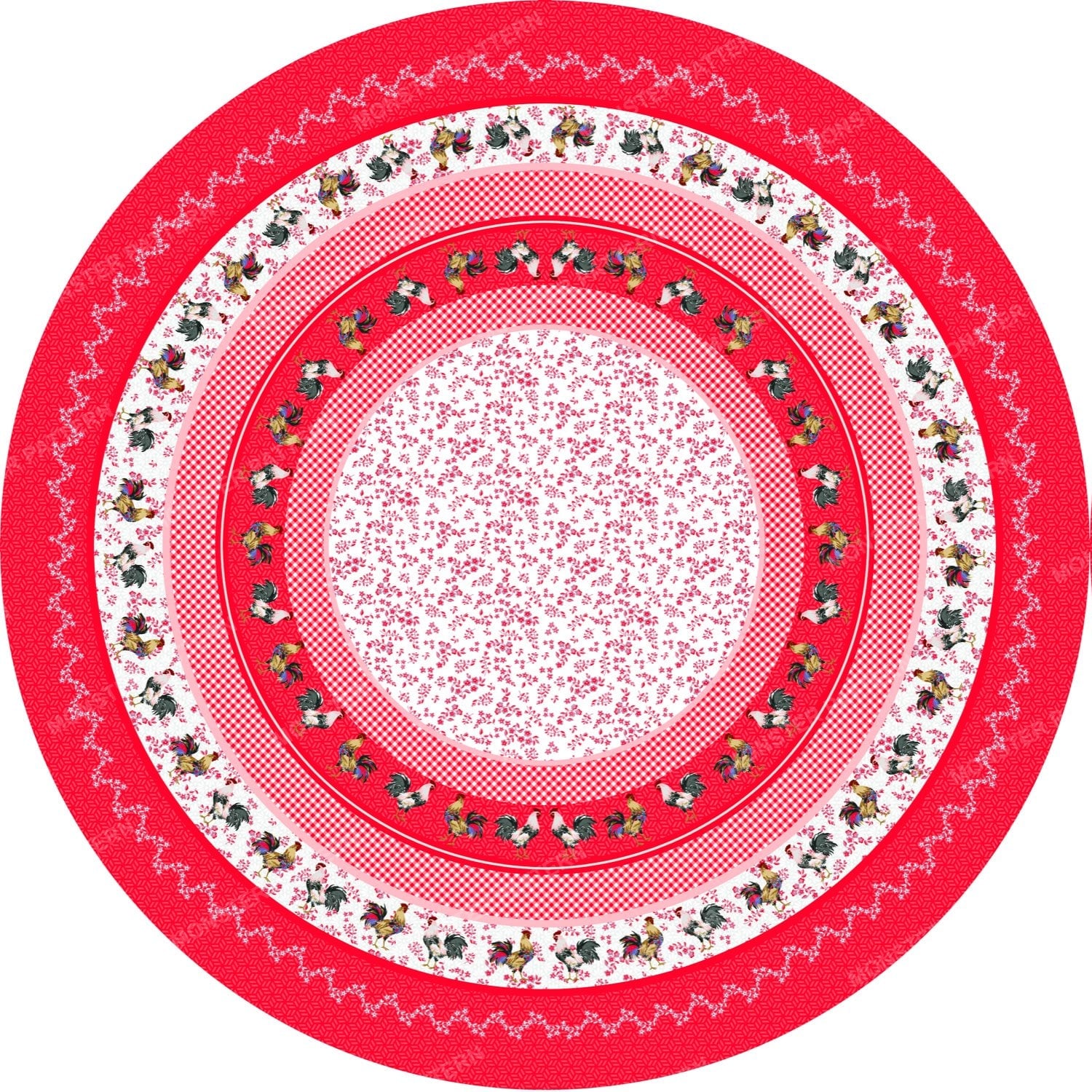 Circular Red Floral Pattern — original textile pattern for floral licensing