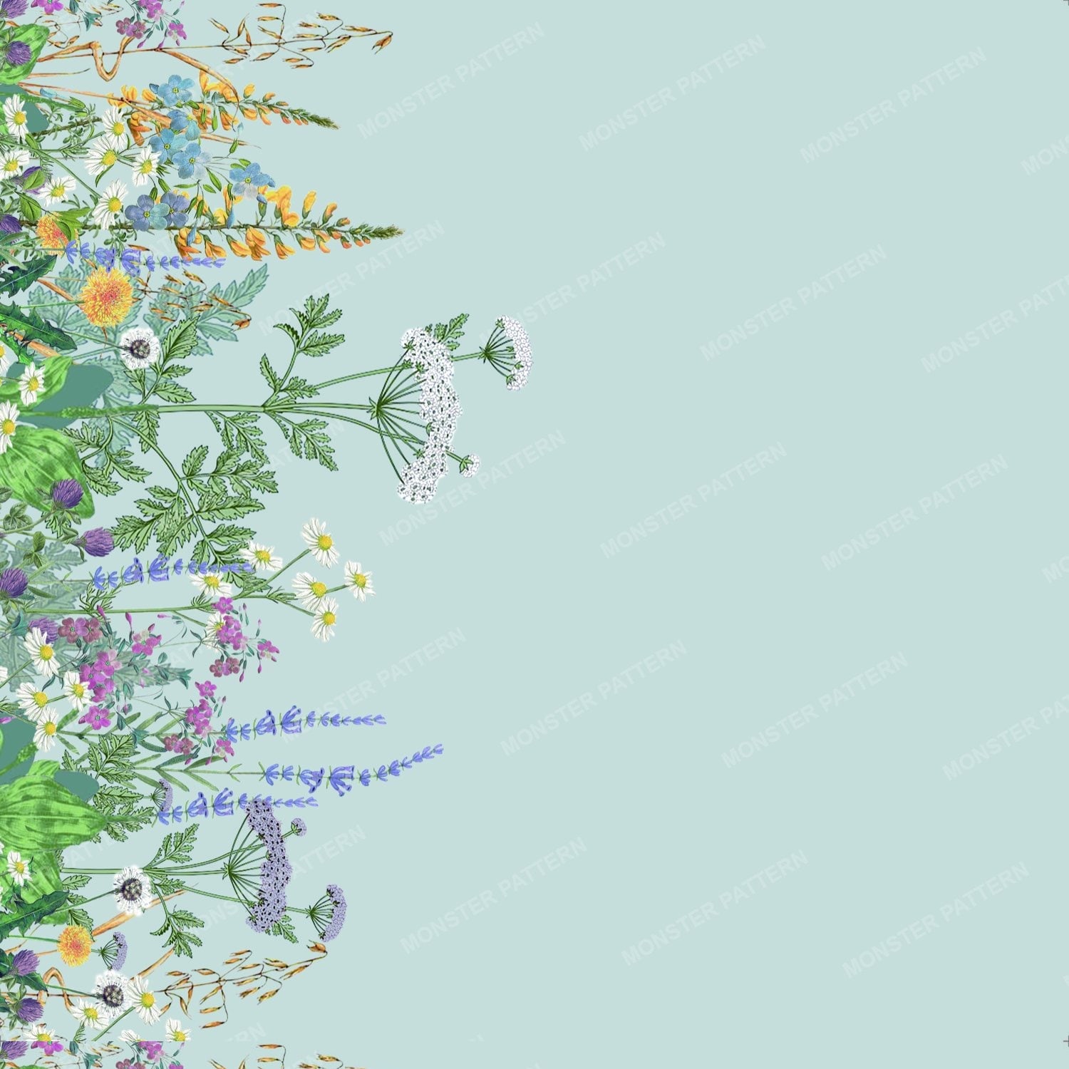 Wildflower Border Pattern — original textile pattern for floral licensing