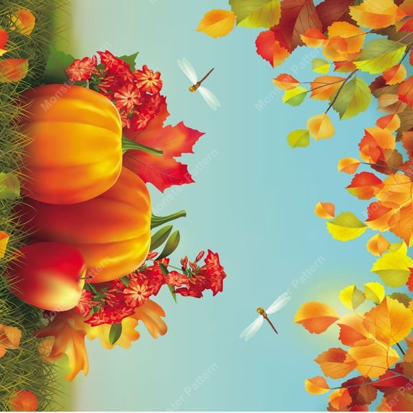 Autumn Harvest Pattern — original textile pattern for botanical licensing