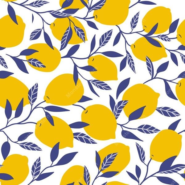 Lemon Branch Pattern — original textile pattern for botanical licensing