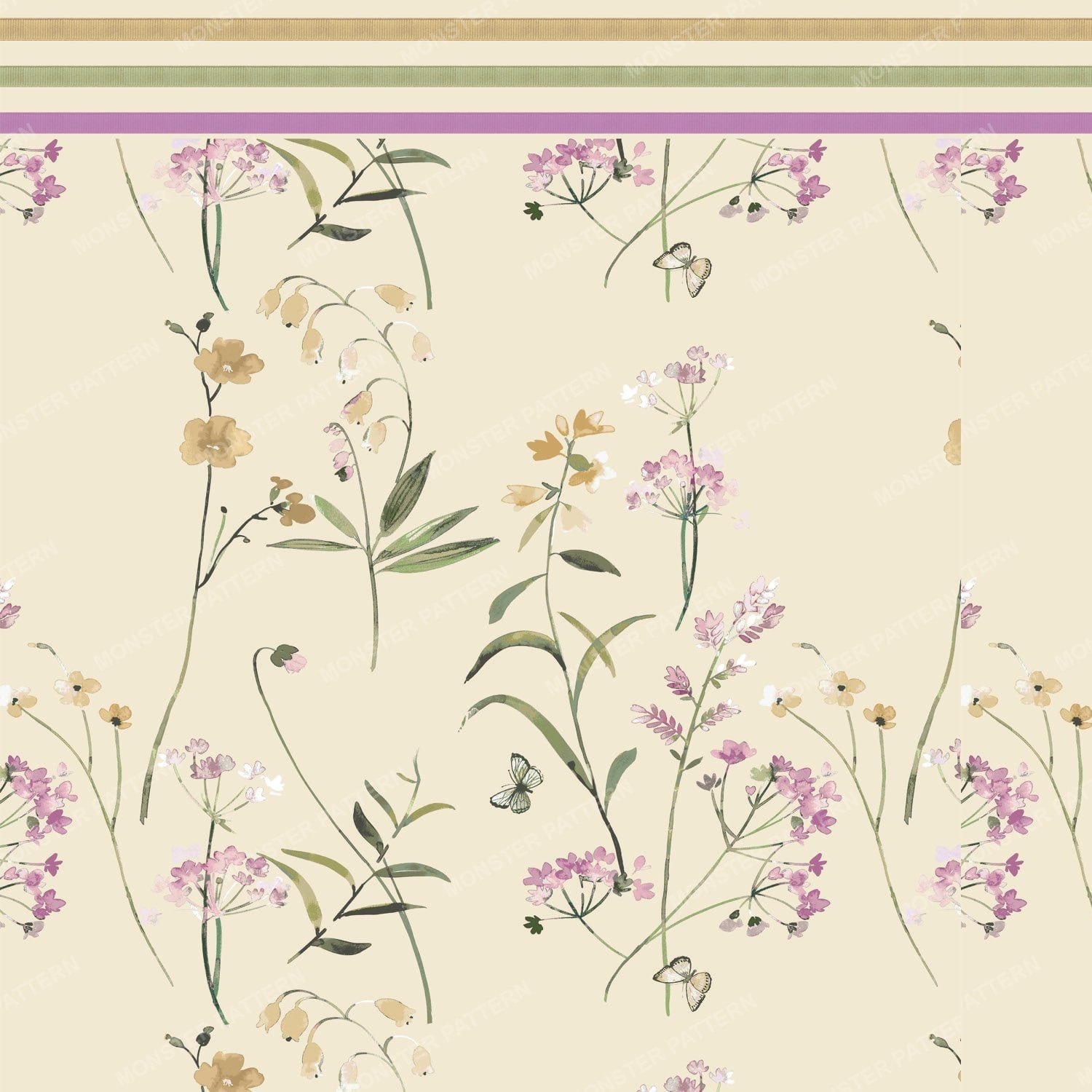 Floral Botanical Repeat — original textile pattern for nursery licensing