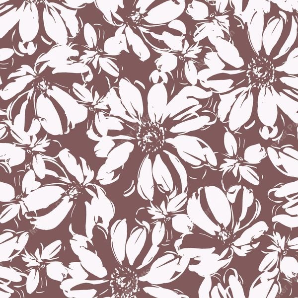 White Floral on Purple — original textile pattern for floral licensing