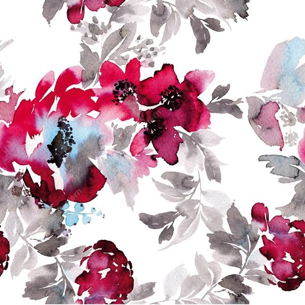 Watercolor Floral Repeat — original textile pattern for floral licensing