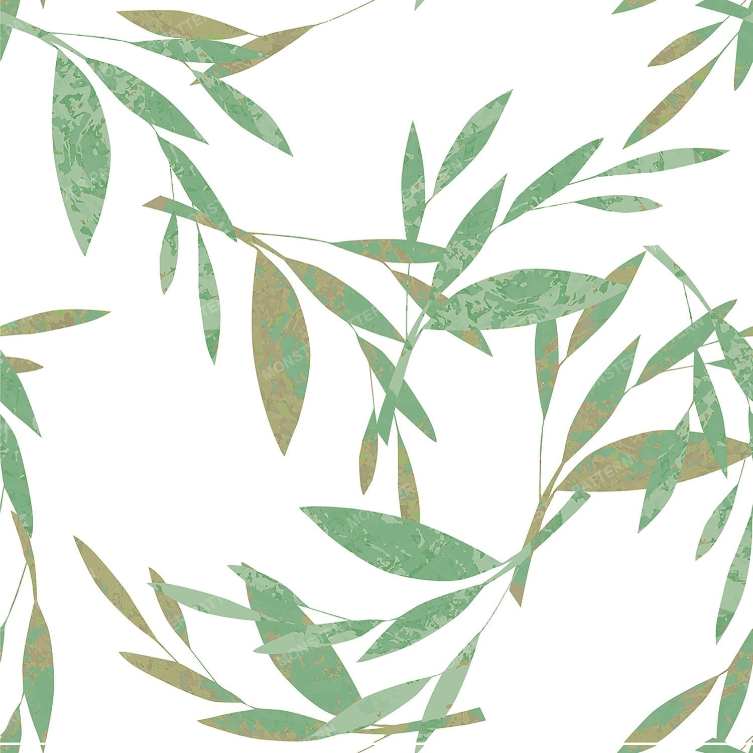 Green Leaf Repeat Pattern — original textile pattern for botanical licensing