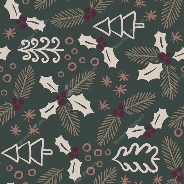 Holiday Botanical Pattern — original textile pattern for tabletop licensing