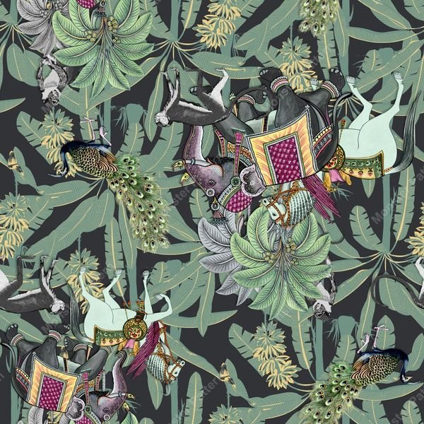 Botanical Animal Repeat Pattern — original textile pattern for nursery licensing