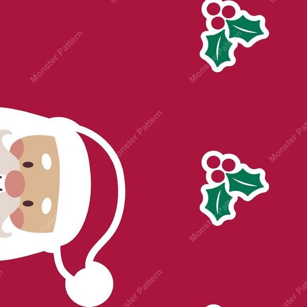 Santa and Holly Pattern — original textile pattern for tabletop licensing