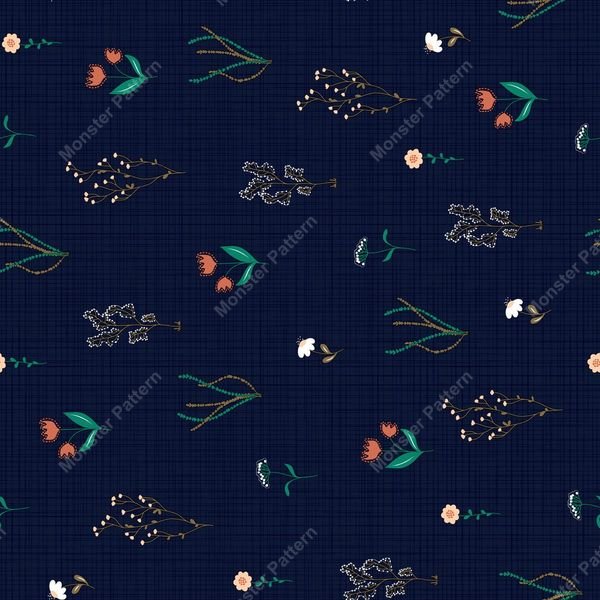 Dark Floral Repeat Pattern — original textile pattern for floral licensing
