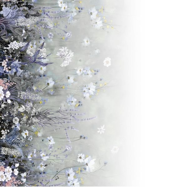 Floral Gradient Border — original textile pattern for floral licensing