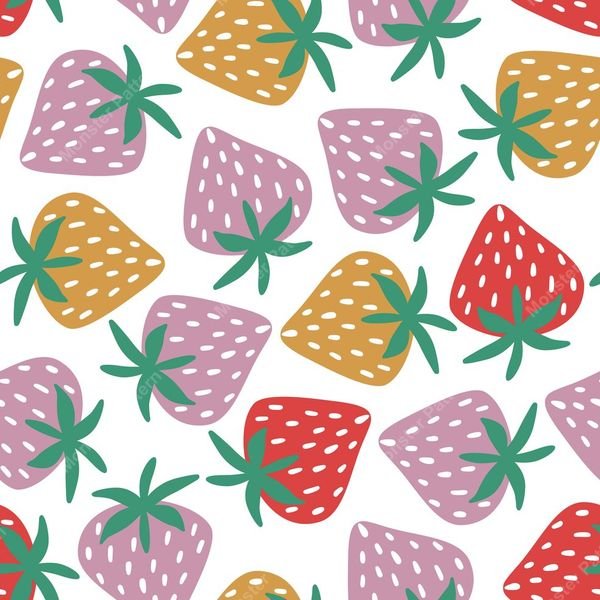 Strawberry Pattern — original textile pattern for botanical licensing