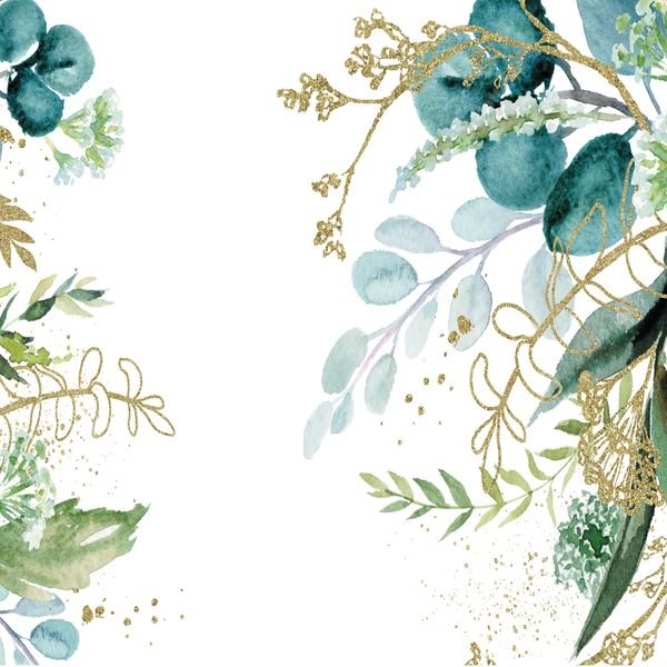 Watercolor Botanical Border — original textile pattern for botanical licensing