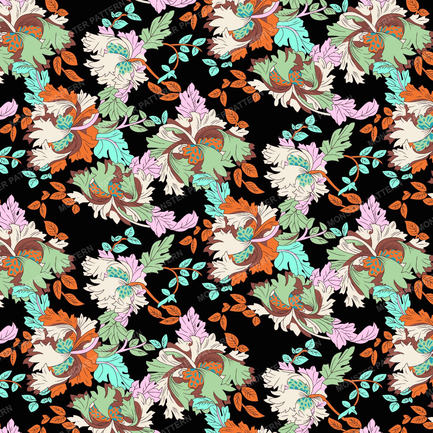 Floral Repeat Pattern — original textile pattern for floral licensing