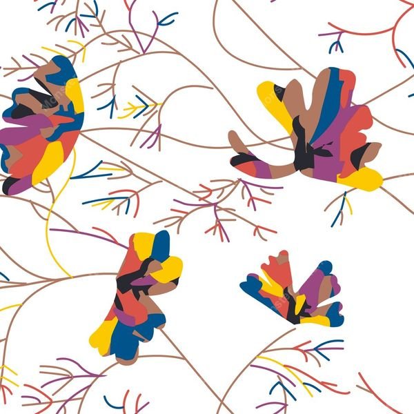 Colorful Floral Branches — original textile pattern for floral licensing