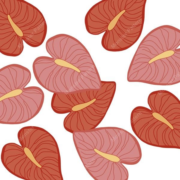 Anthurium Heart Petals — original textile pattern for floral licensing