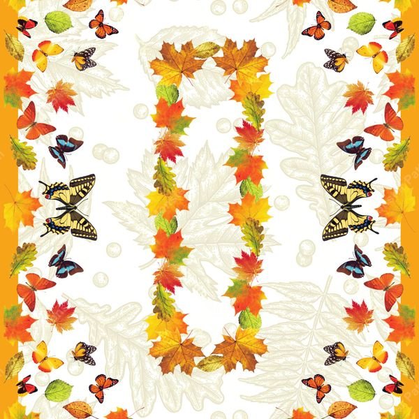 Autumn Leaves and Butterflies — original textile pattern for nursery licensing