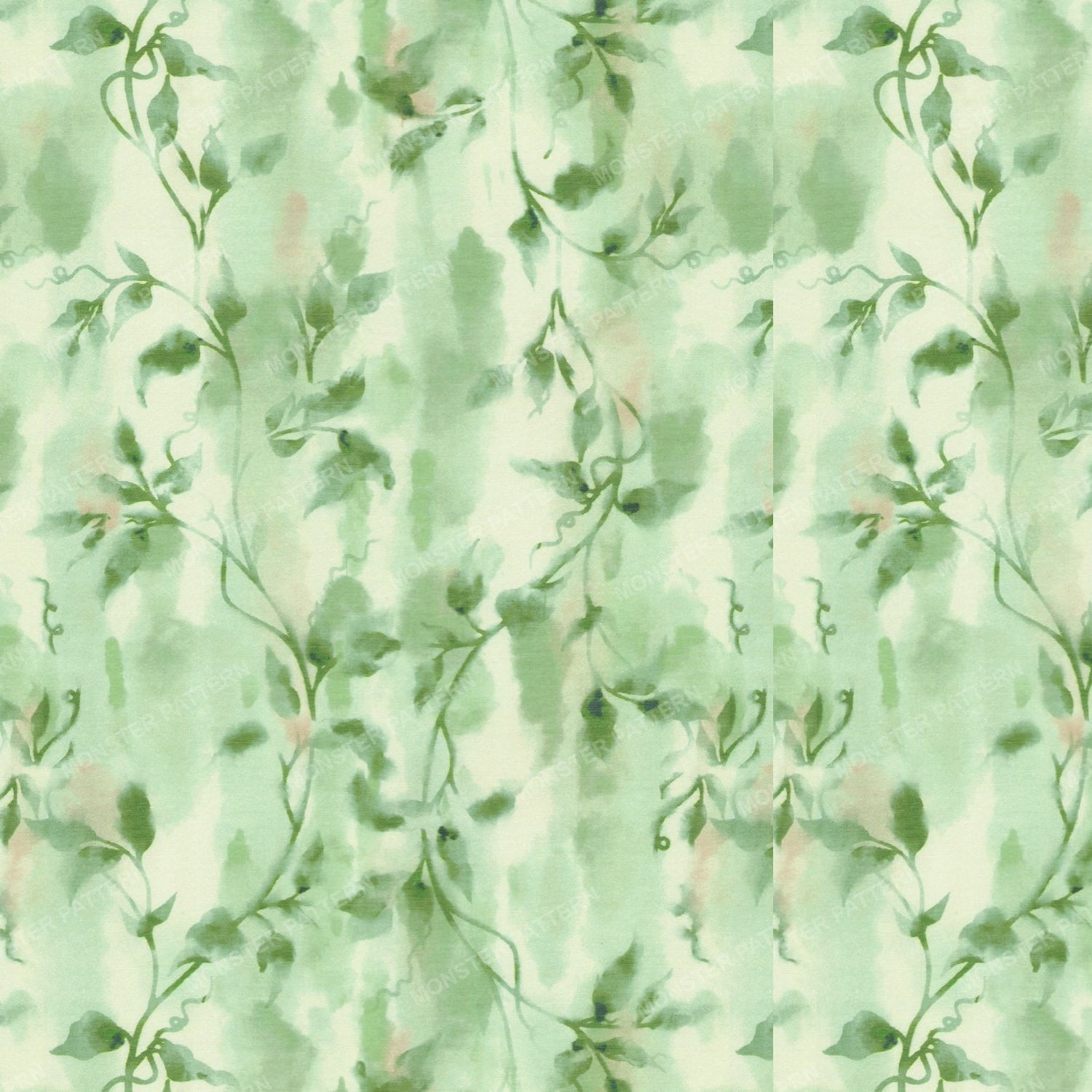 Green Vine Repeat Pattern — original textile pattern for botanical licensing