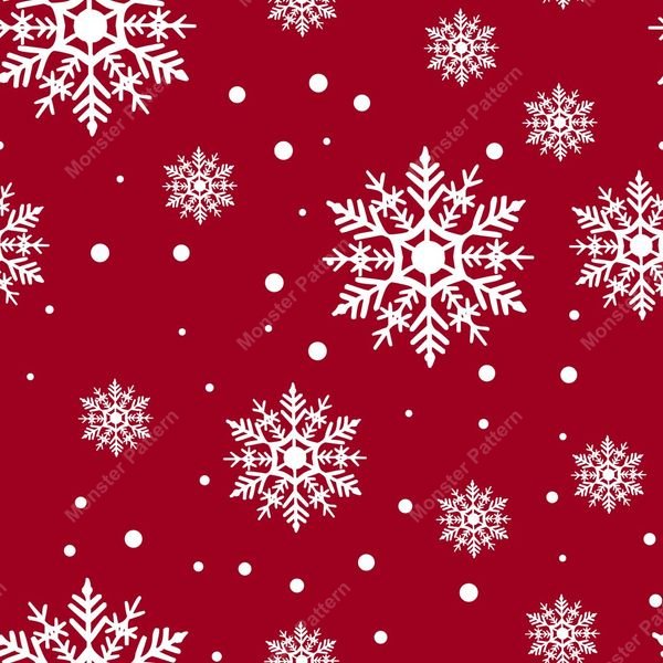 Red Snowflake Pattern — original textile pattern for tabletop licensing