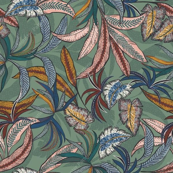 Tropical Botanical Repeat — original textile pattern for botanical licensing