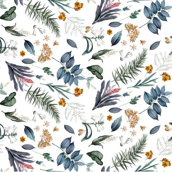 Botanical Watercolor Pattern — original textile pattern for botanical licensing