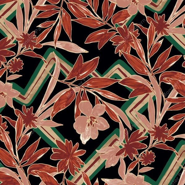 Floral Geometric Repeat — original textile pattern for floral licensing