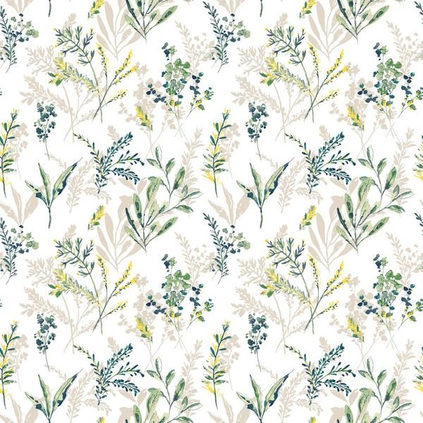 Watercolor Botanical Repeat — original textile pattern for botanical licensing