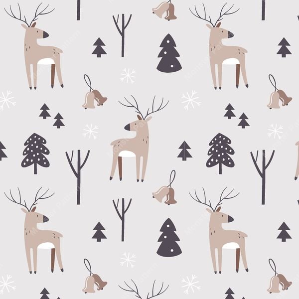 Winter Forest Reindeer Pattern — original textile pattern for tabletop licensing