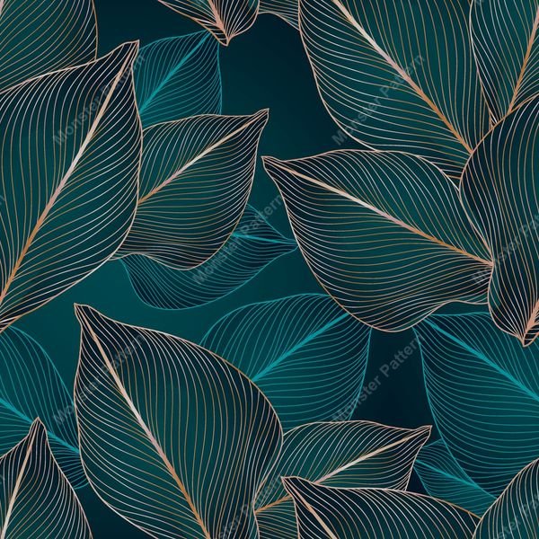 Dark Green Leaf Pattern — original textile pattern for botanical licensing
