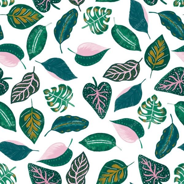 Tropical Leaf Repeat Pattern — original textile pattern for botanical licensing