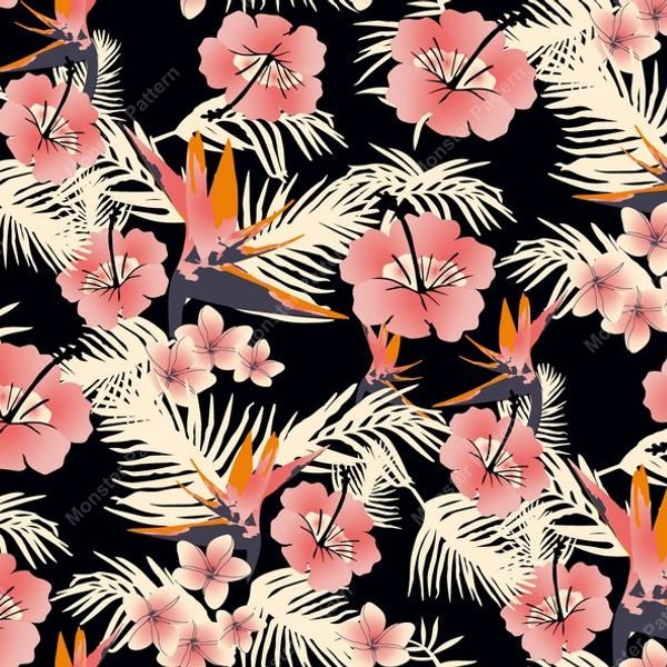 Tropical Floral Repeat Pattern — original textile pattern for floral licensing
