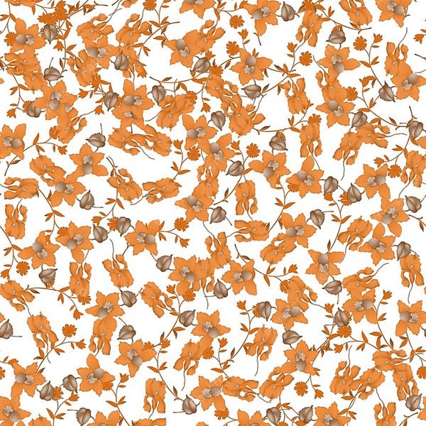 Orange Floral Repeat Pattern — original textile pattern for floral licensing
