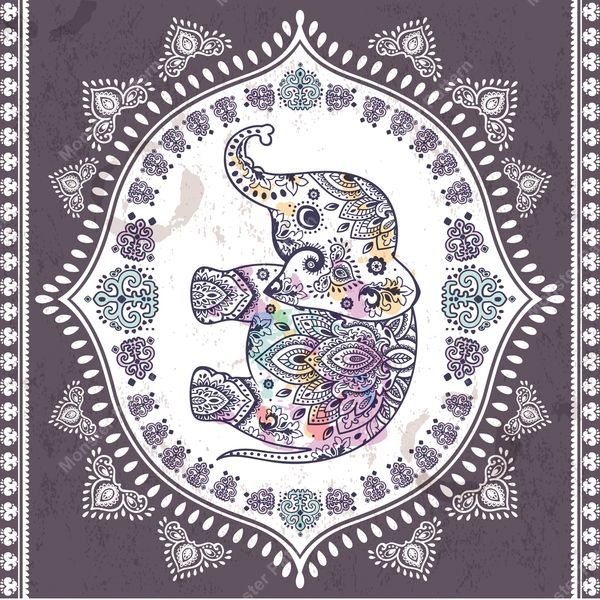 Mandala Elephant Pattern — original textile pattern for nursery licensing