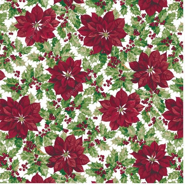 Poinsettia Floral Repeat — original textile pattern for floral licensing