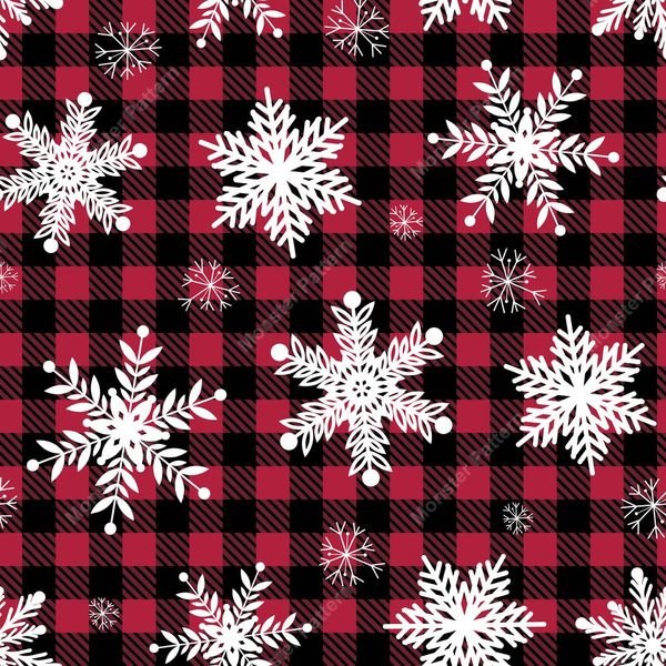 Red Black Check Snowflake — original textile pattern for tabletop licensing