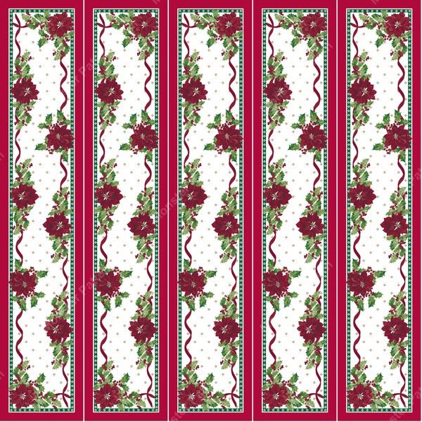 Poinsettia Vertical Stripes — original textile pattern for floral licensing