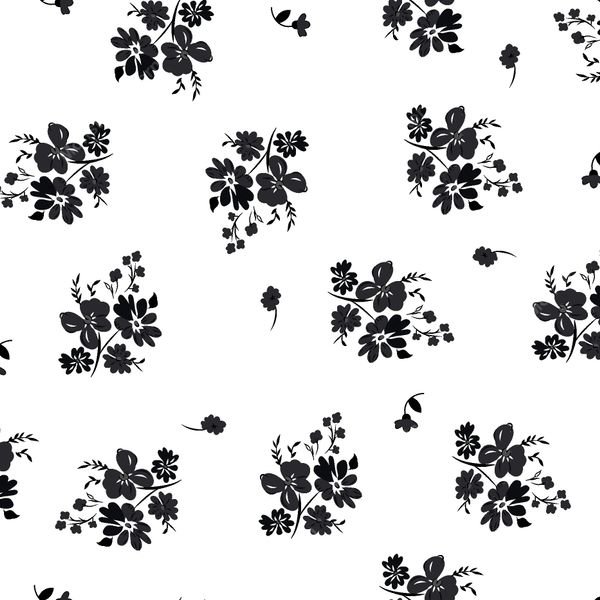 Black Floral Silhouette Pattern — original textile pattern for floral licensing