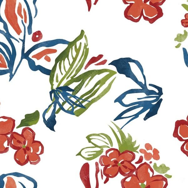 Red Floral Watercolor Pattern — original textile pattern for floral licensing
