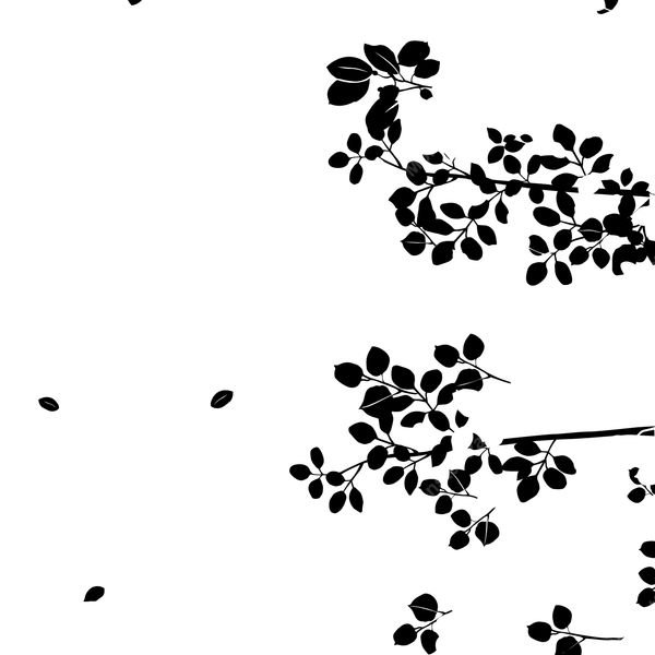 Black Leaf Branch Pattern — original textile pattern for botanical licensing