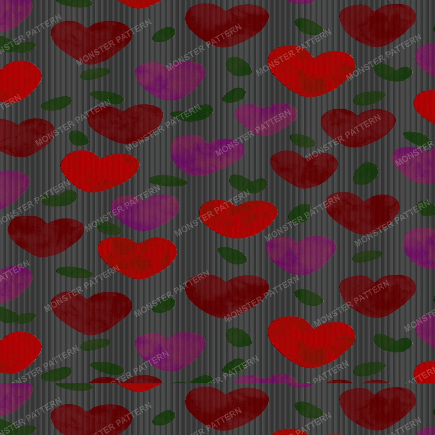 Hearts and Leaves Pattern — original textile pattern for lifestyle licensing