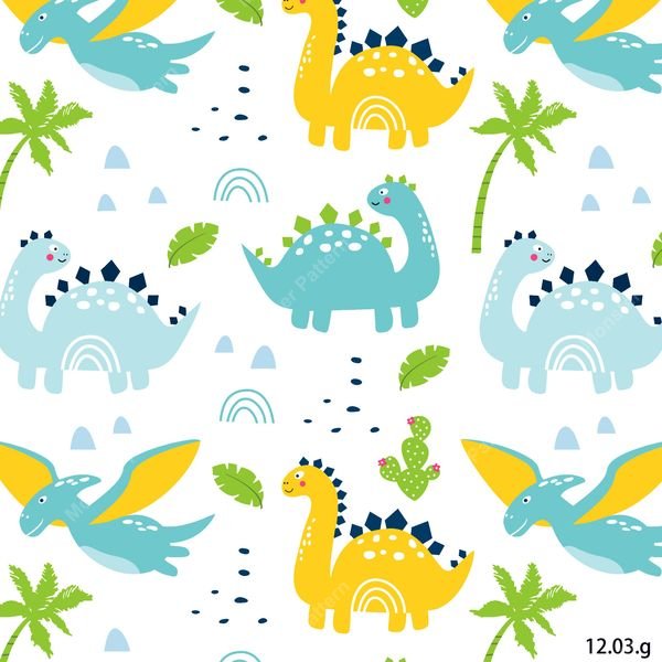 Cute Dinosaur Pattern — original textile pattern for nursery licensing