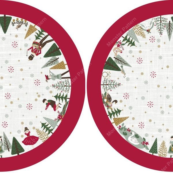 Christmas Tree Circle Repeat — original textile pattern for tabletop licensing