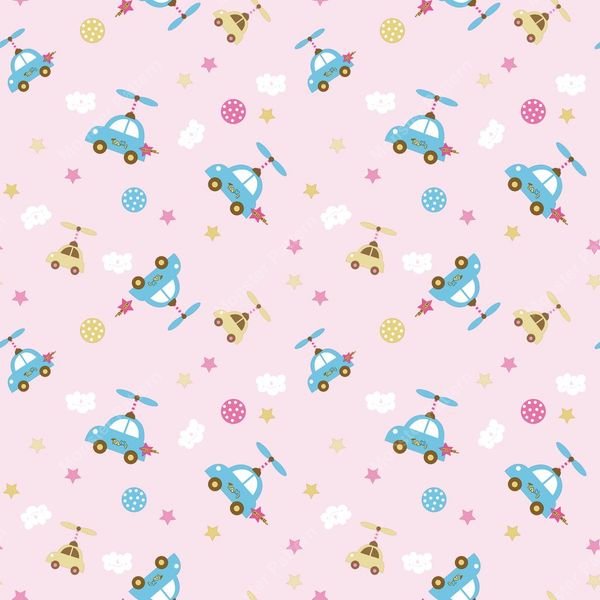 Pink Helicopter Pattern — original textile pattern for lifestyle licensing